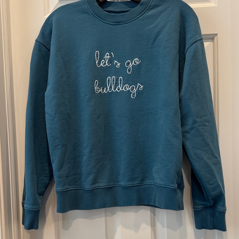 Lingua Franca embroidered crewneck sweatshirt “go bulldogs” xs collegiate sports
